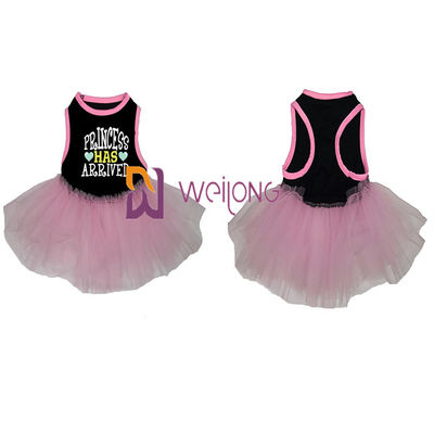Tulle Ruffles ছোট কুকুরের পোশাক স্লিভলেস এবং আলগা গোলাকার কলার গোলাপী কুকুরের পোষাক