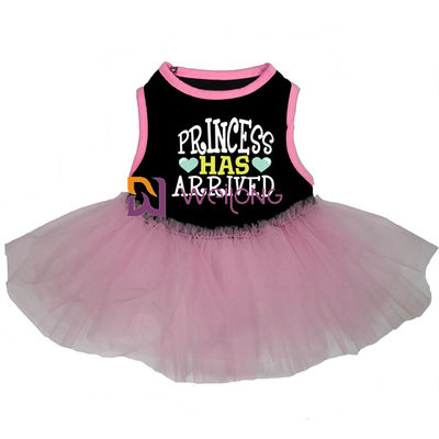 Tulle Ruffles ছোট কুকুরের পোশাক স্লিভলেস এবং আলগা গোলাকার কলার গোলাপী কুকুরের পোষাক