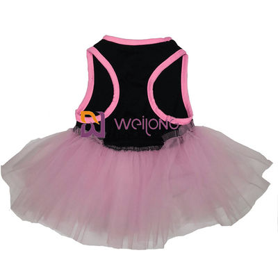 Tulle Ruffles ছোট কুকুরের পোশাক স্লিভলেস এবং আলগা গোলাকার কলার গোলাপী কুকুরের পোষাক